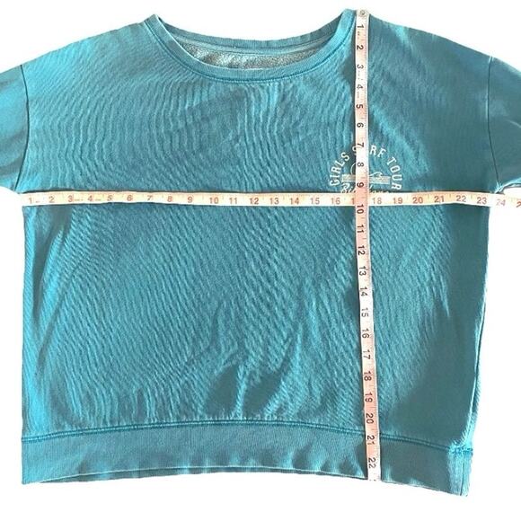 BILLABONG Surf Tour Logo Scoop Neck Boxy Pullover Sweatshirt Turquoise Womens L - Picture 9 of 9